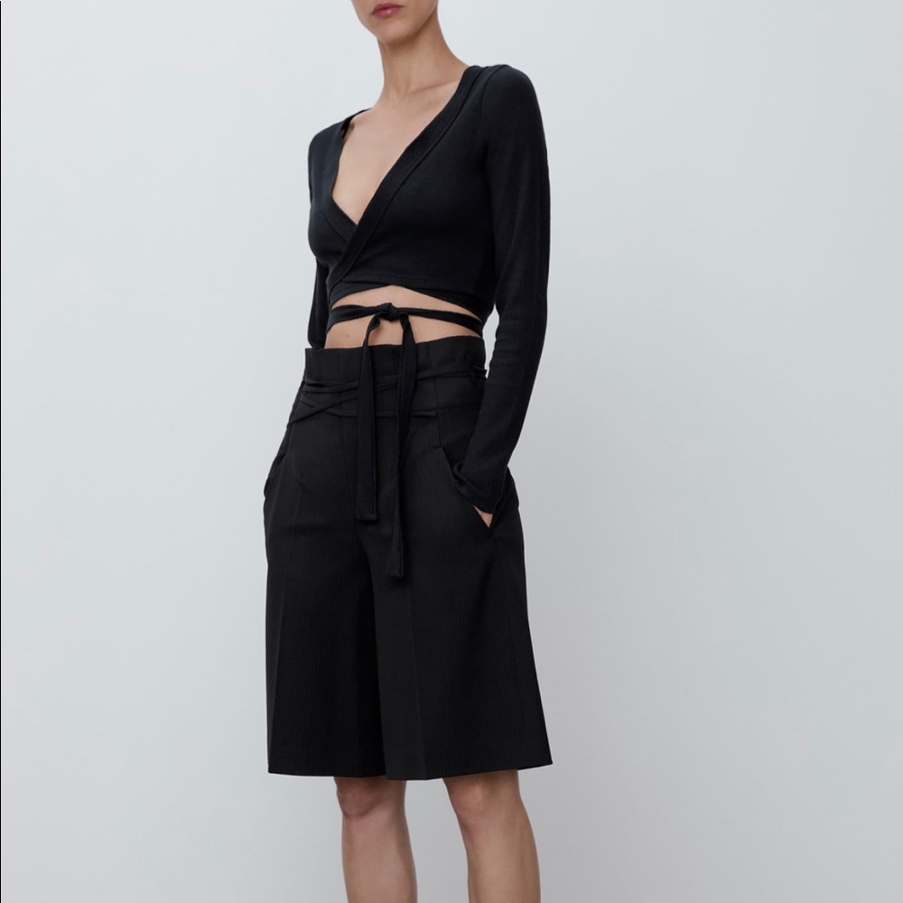 ZARA Tied Crop Sweater Black [LAST ONE]